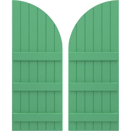 Ekena Millwork Americraft 6-Board (3 Batten) Wood Joined Board-n-Batten Shutters w/ Arch Top, ARW401BQ621X55LPH, PR ARW401BQ621X55LPH